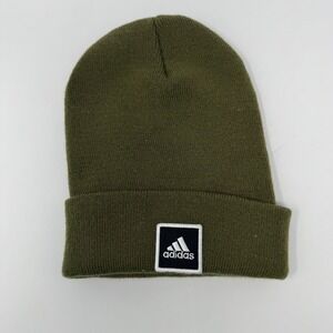 Adidas Beanie Hat Olive Green Cuffed Knit Winter Ski Cap One Size